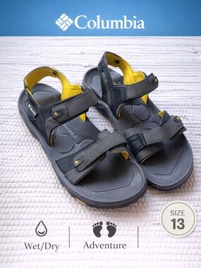Columbia Techlite Sandals Mens 13 Grey Yellow Trail Hiking Water Outdoor
